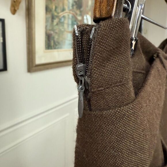 Luukaa Brown Trousers Taper Slightly Cropped Crossfront Tie Sash $180 12 - Picture 6 of 9